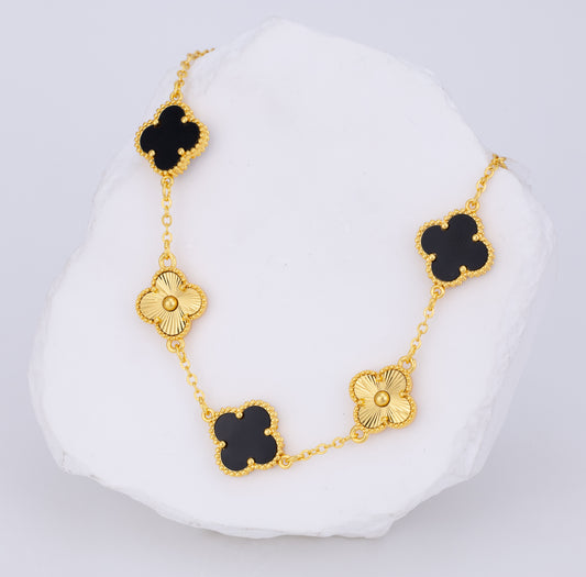 Pulsera troquelada negra trébol grande XL VCP15