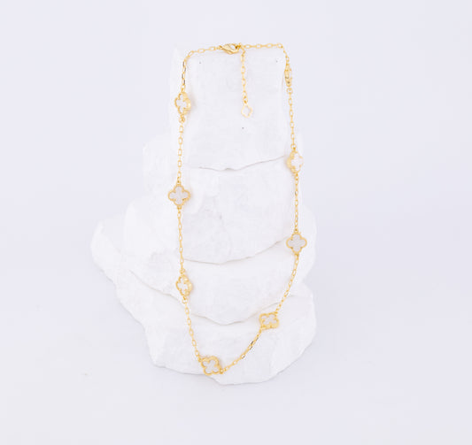 Cadena trébol mediano blanco VCAD24