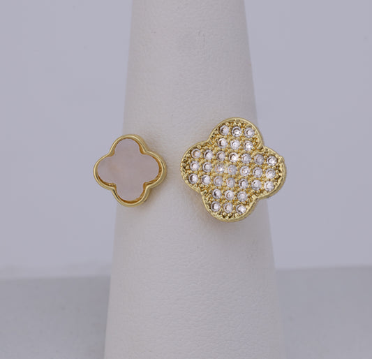 Anillo Duo Trébol Nácar y Pavé VCAP56