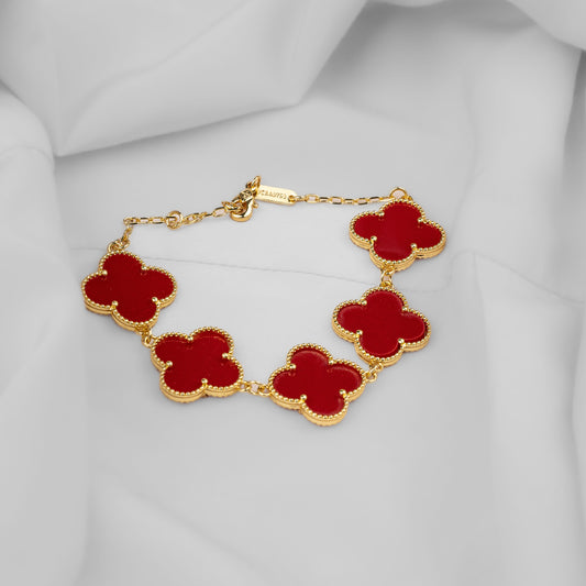 Pulsera TRÉBOL GRANDE XXL de cuatro hojas roja VCP19