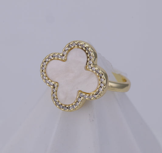 Anillo Trébol Nácar Cristal — BA37