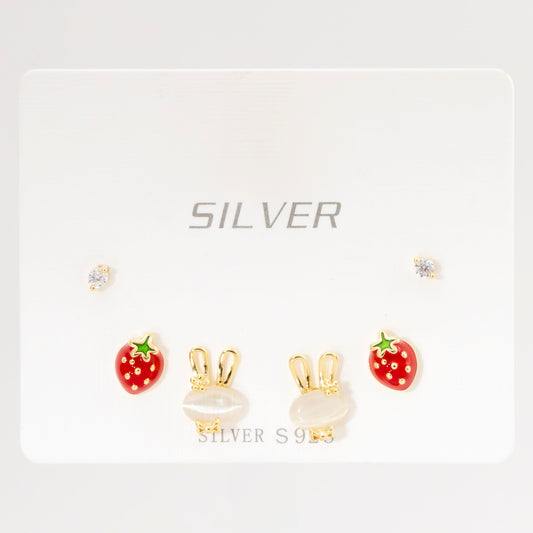 Set de Aretes Fresas y Conejitos – PLAOR-DO3-17