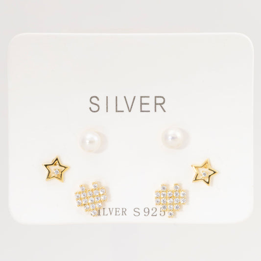 Set de Aretes Estrellas y Perlas PLAOR-DO3-22