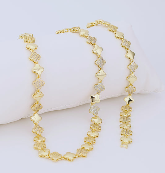 Set Dorado Brillo de Treboles LATSE70