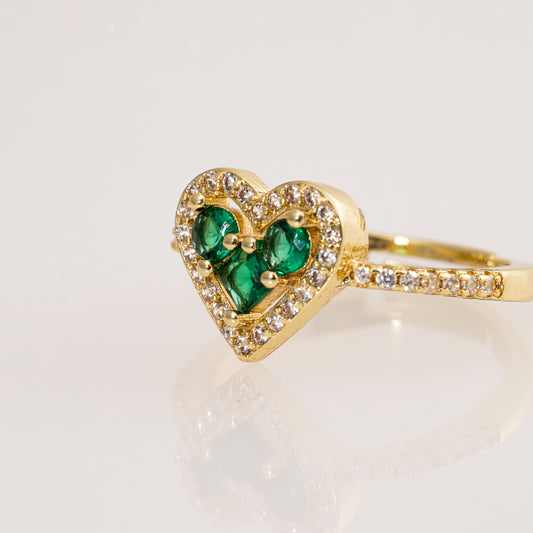 Anillo Tipo P4ndora Corazon Verde BA06