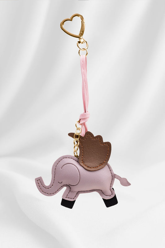 Llavero Elefante con alas lila Leather LC21