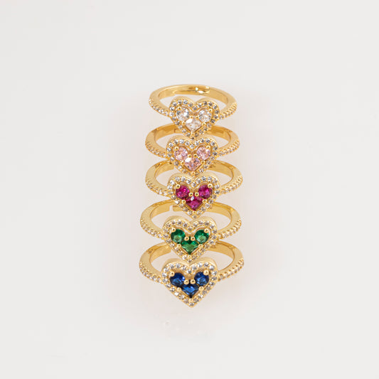 Anillo Tipo P4ndora Corazon Verde BA06