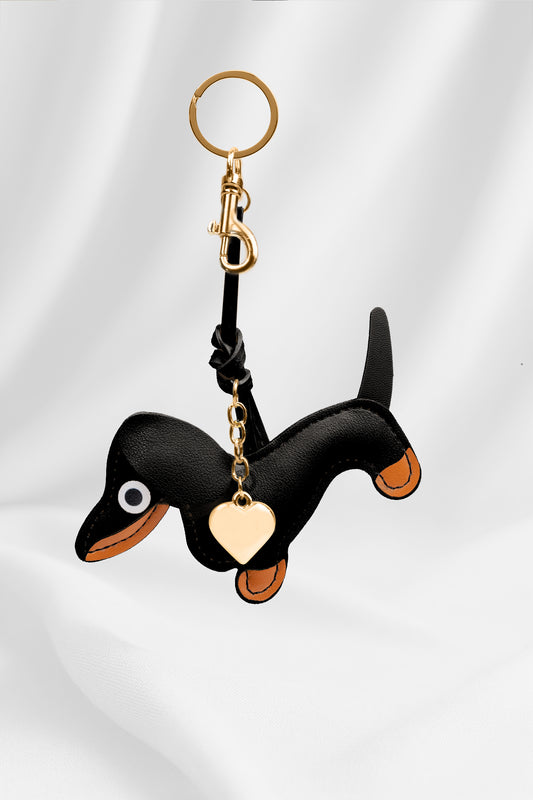 Llavero Perrito Lether Negro LC52