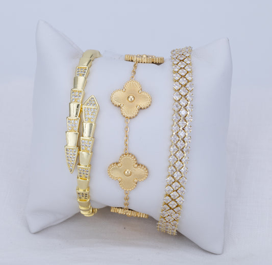Set Brazaletes y Pulseras Doradas PBA66
