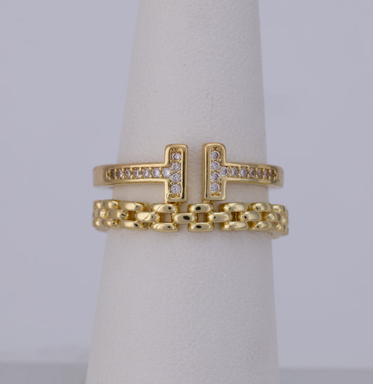Anillo Cadena Doble Cristal BA48