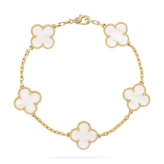 Pulsera oro laminado Blanco Nacar Lisa XL VCP14