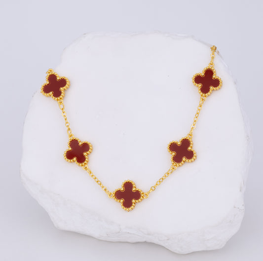 Pulsera Trebol Mediano Roja Troquelada VCP43