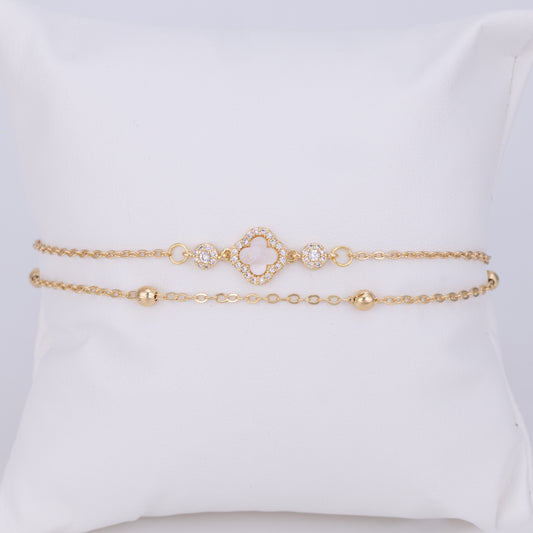 Pulsera Doble encanto Bloom Full Circonita PB44