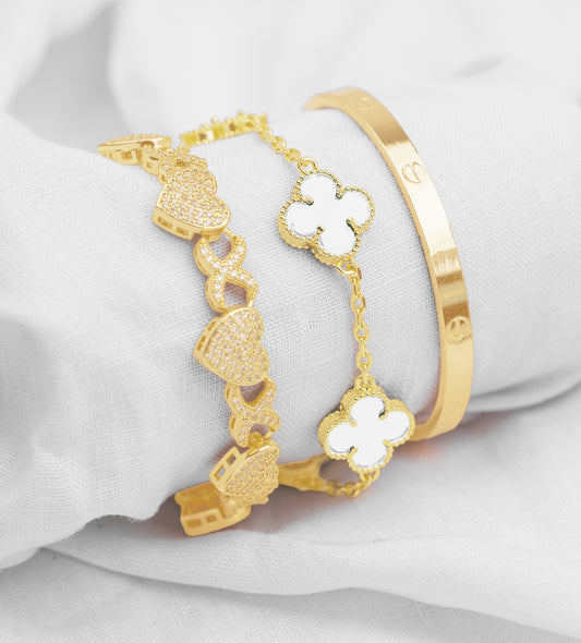 Juego Pulsera árabe, corazón infinito y Clavo PBA02