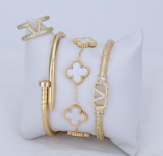 Set Pulsera y Anillo Majestic Clover PBA62