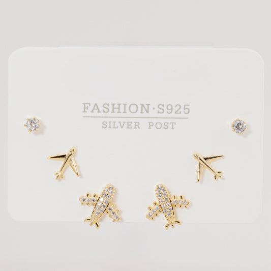 Set Aretes Avion y circonitas LADO3-23