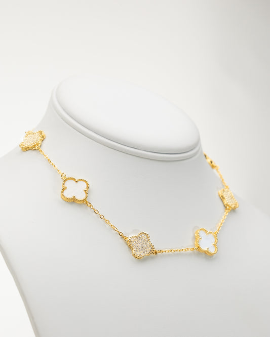 Cadena Oro Laminado Blanco Nacar Con Circonitas VCAD16