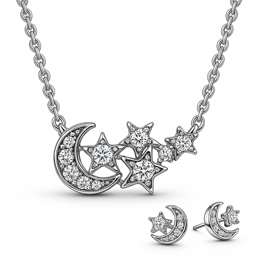 Set Cadena y Aretes Lunas CPP51