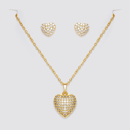 Set Collar y Aretes 3 Corazones LATSE52