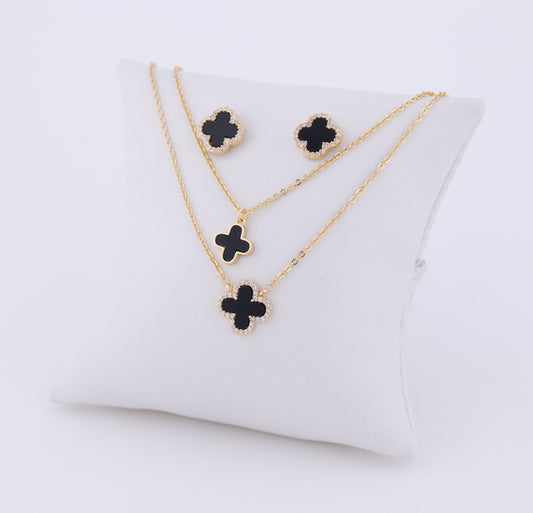 Set Trébol Ébano circonado Negro (Gemelo) LATSE124