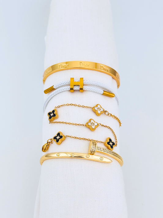 Juego Pulsera Arabe Rígida Blanca PBA14