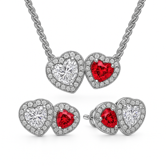 Set Cadena y Aretes Corazón Brillante CPP52