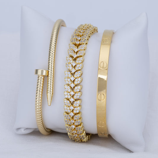 Set Brazalete Cubana Cristal Dorado PBA72
