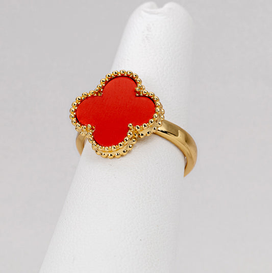 Anillo Trebol Rojo clásico VCAN13