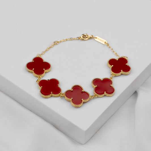 Pulsera TRÉBOL GRANDE XXL de cuatro hojas roja VCP19