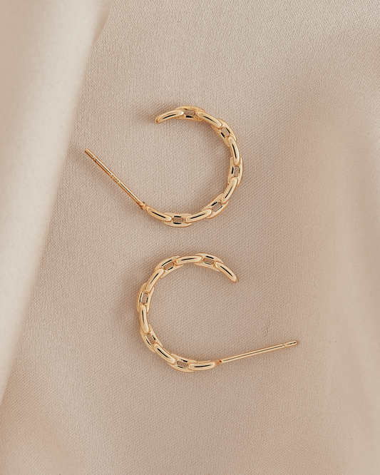 Aretes baño de oro en eslabones A24