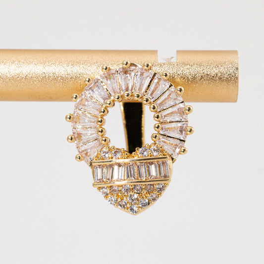 Aretes corazón y círculo circonita alargada A123