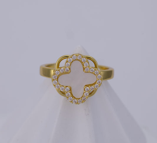 Anillo Trébol Nácar Giratorio Cristal VCAN24