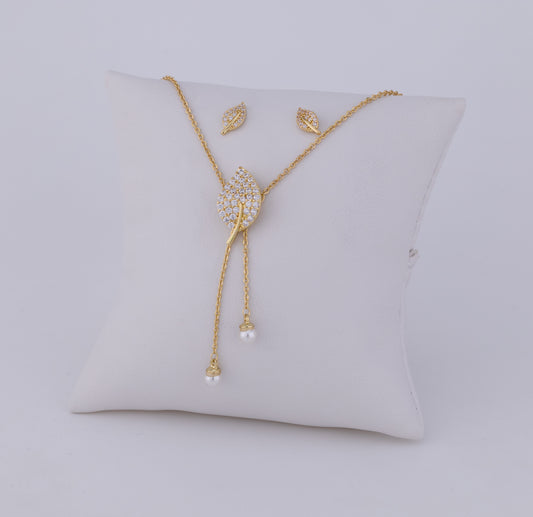 Set de Aretes y Cadena Set Hoja del Amor LATSE103