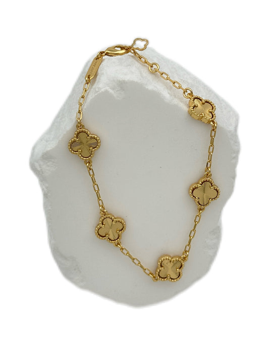 Pulsera Trebol Mediano Dorado Troquelada VCP38