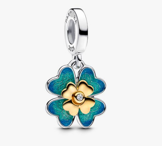 Dije trébol de cuatro hojas bicolor PLCH384