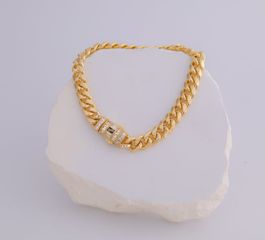 Pulsera Baño De Oro Cubana MONBAG-9M-PU18C-CUB