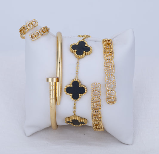 Set Pulsera y Anillo Ébano Luxe PBA61