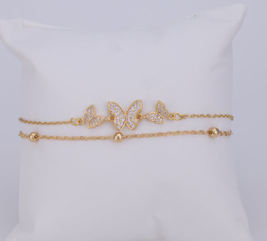 Pulsera Triple Mariposa Full Circonita PB40