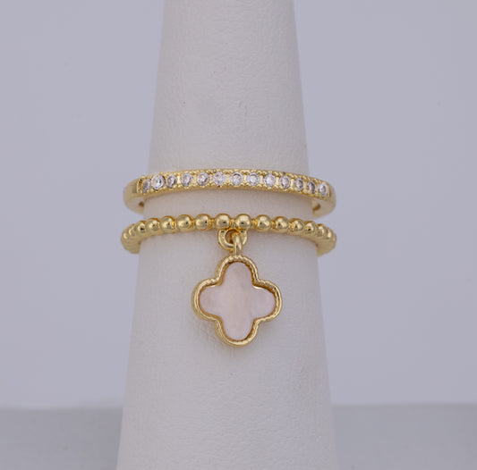 Anillo Trébol Colgante Nácar VCAP57