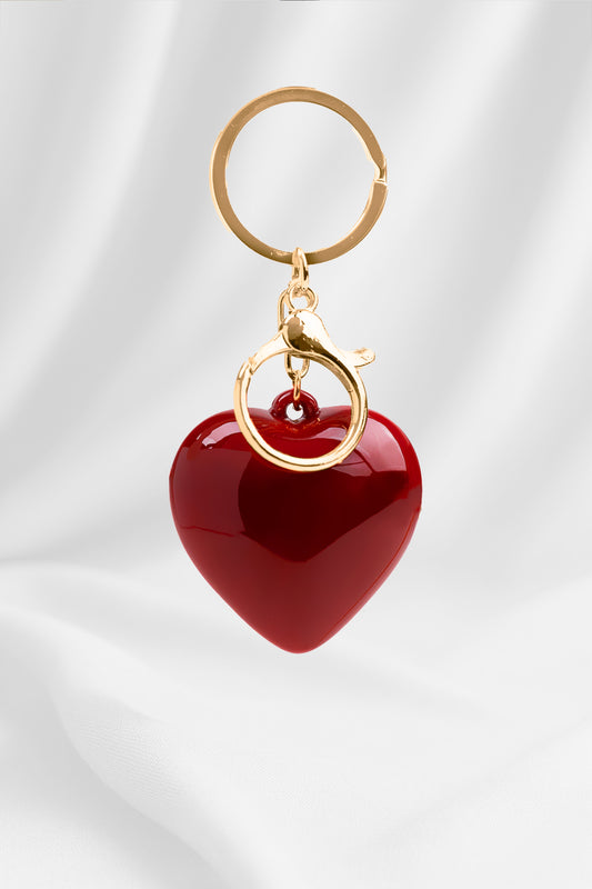 Llavero corazón rojo vino acetato LC12