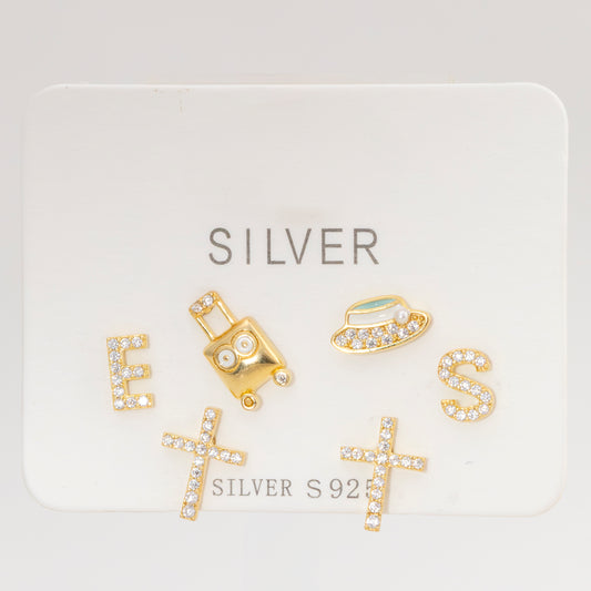 Set de Aretes Letra TES – 7 piezas PLAOR-DO3-6