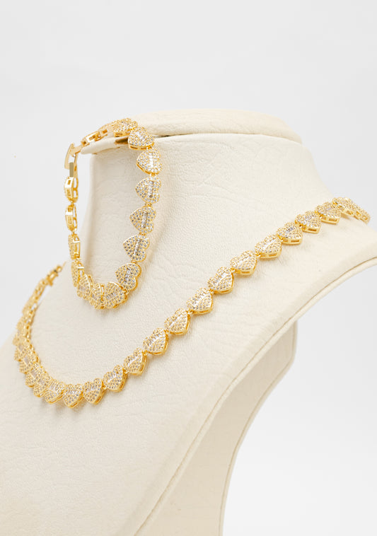 Set Pulsera y Cadena Corazones con Circonitas LATSE-34