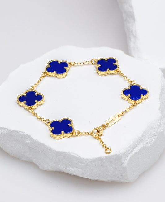 Pulsera oro laminado Trebol Azul XL VCP26