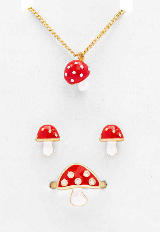 Set Collar, Aretes y Anillo Hongos LATSE53