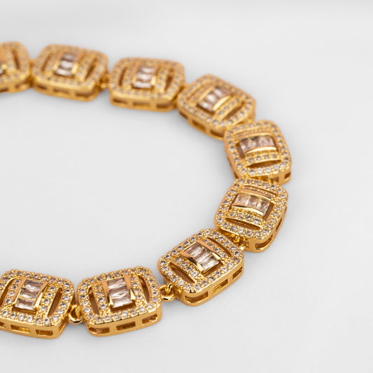 Pulsera Oro Laminado Eslabones Cuadrados LAPU-01