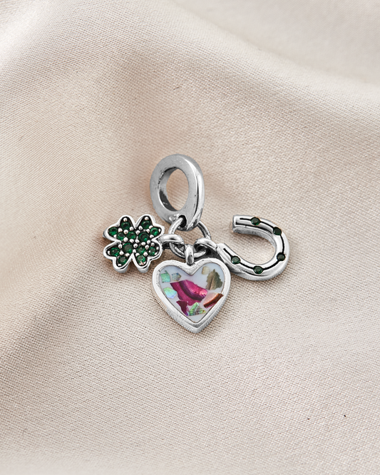 Dije Triple trebol, corazon y herradura - HERMANDAD CH73