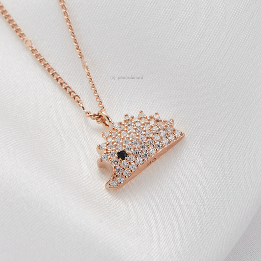 Cadena baño de oro erizo con circonitas en Gold rose CG49