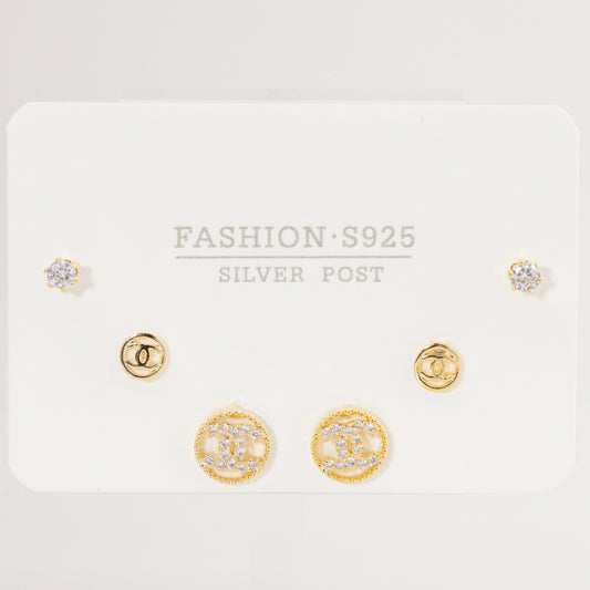 Set Aretes Ch4nel Punteado LADO3-24