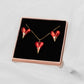 Set Cadena y Aretes en Baño de Oro Corazon goteado CR04