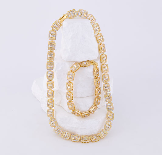 Set Pulsera y Cadena Eslabones Cuadrados LATSE-35